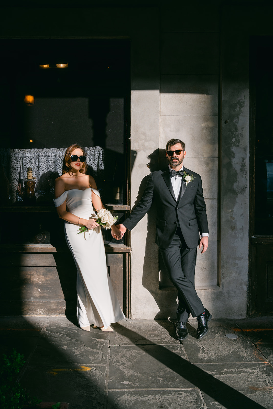 The coolest bride and groom on their wedding day in New Orleans French Quarter