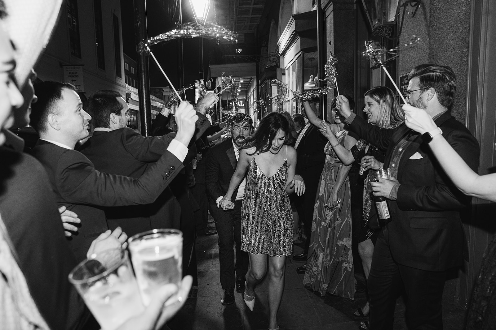 Sparkler Exit from their wedding in the heart of the French Quarter at the Pharmacy Museum.