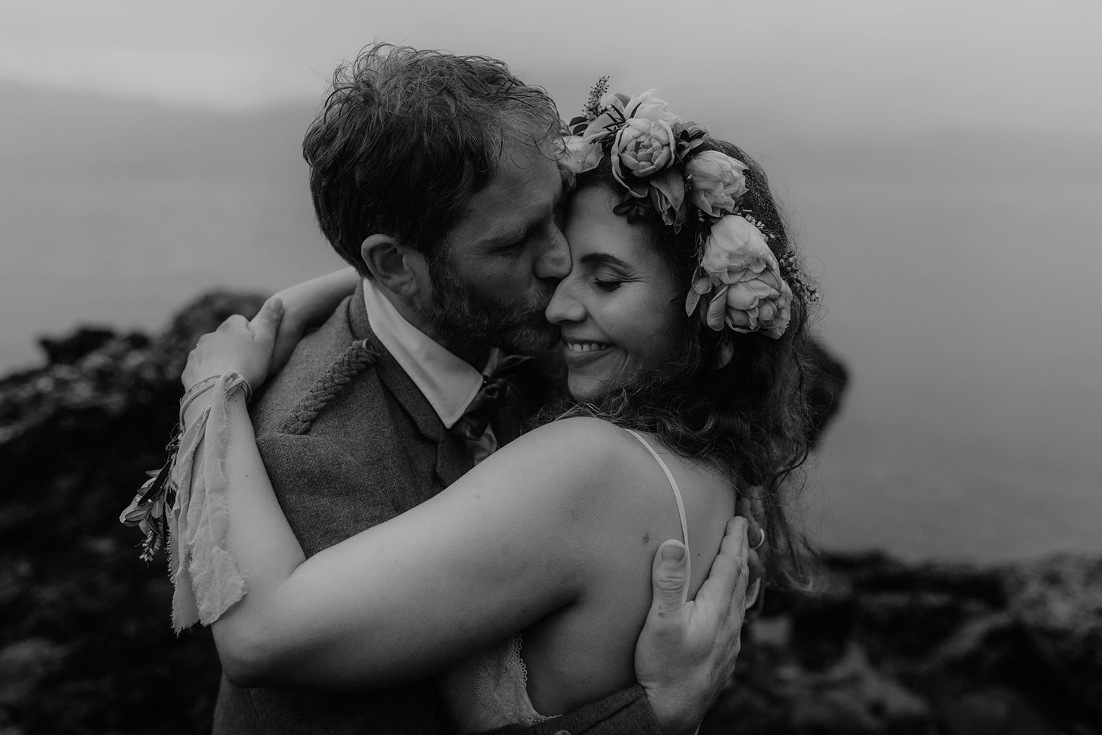 Rebecca and Simon capture the essence of their Isle of Skye elopement with the stunning beach as their backdrop.