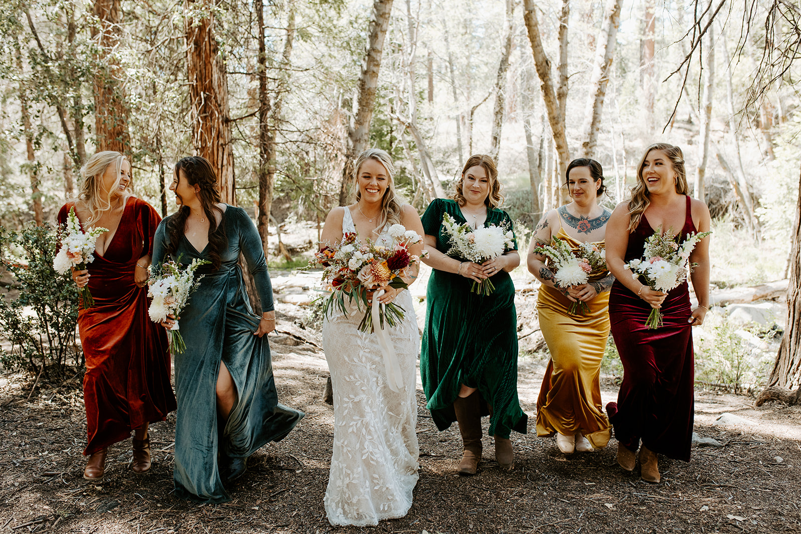 Jewel toned bridal party dresses 