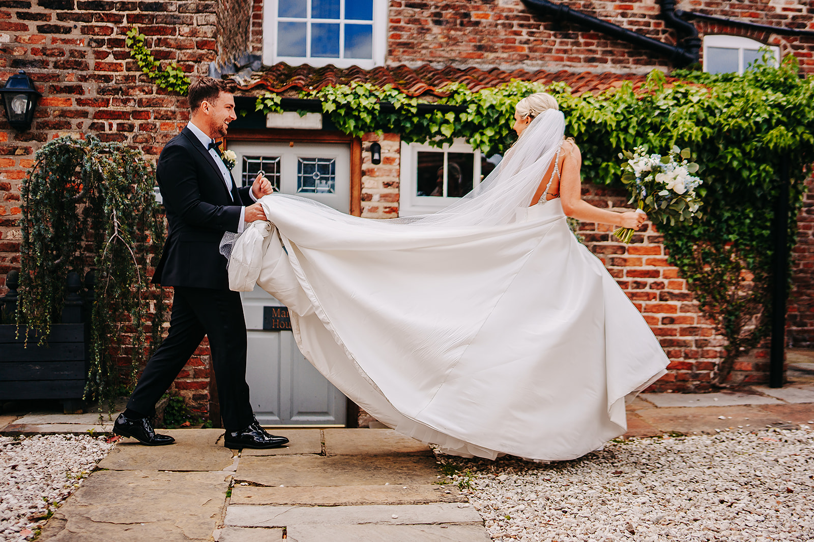 bride and groom candid wedding picture