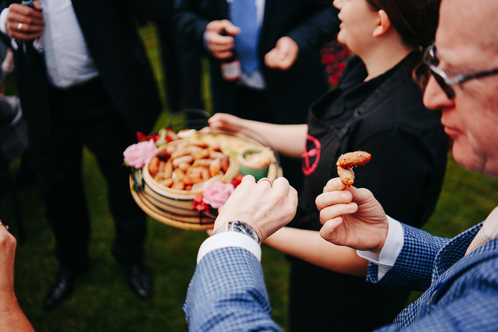 canapes at a wedding on the lawn
