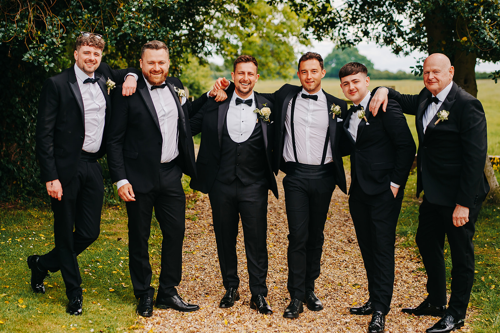 groomsmen in dinner jackets at hornington manor