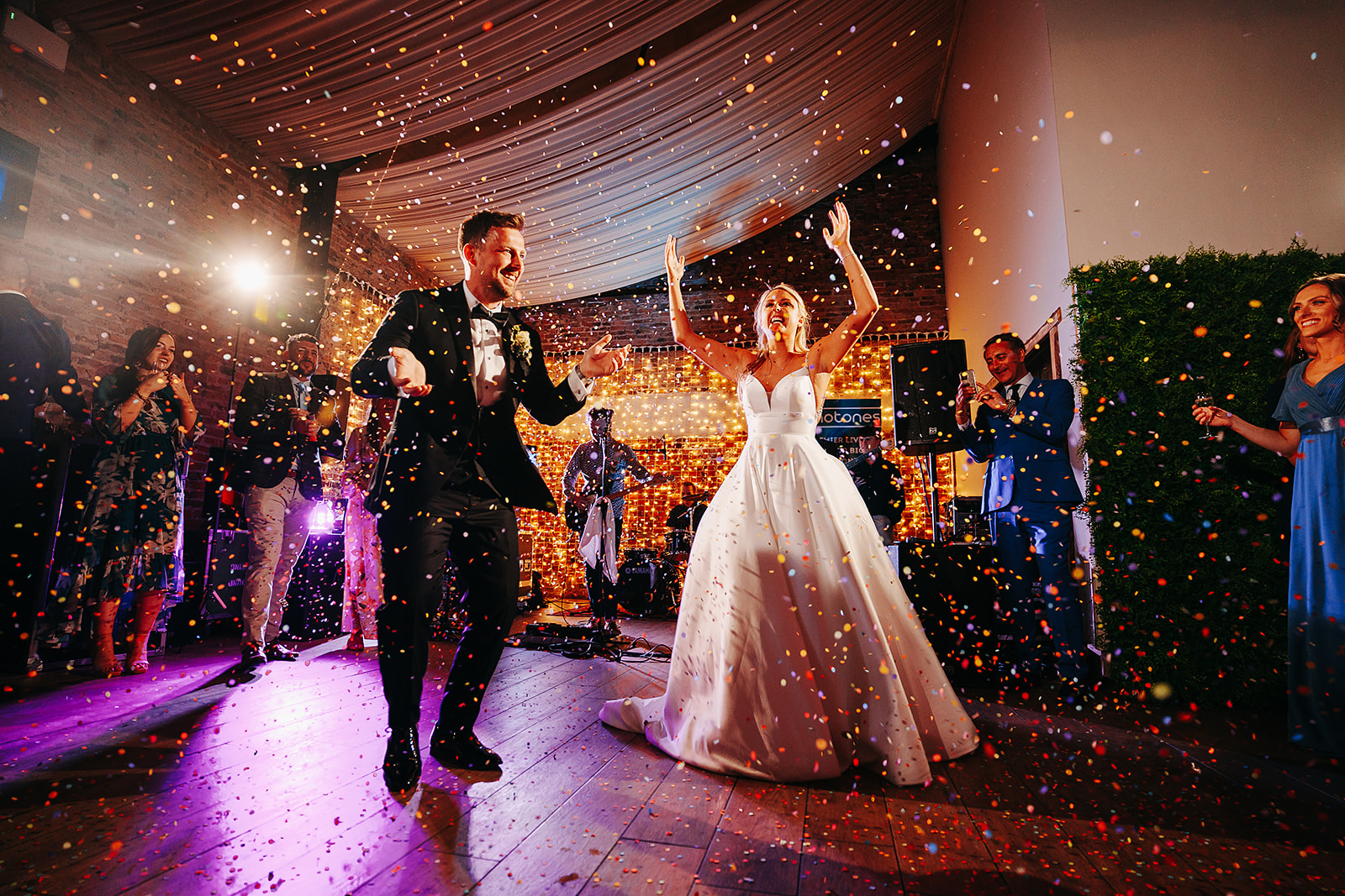 hornington manor wedding bride and groom confetti first dance