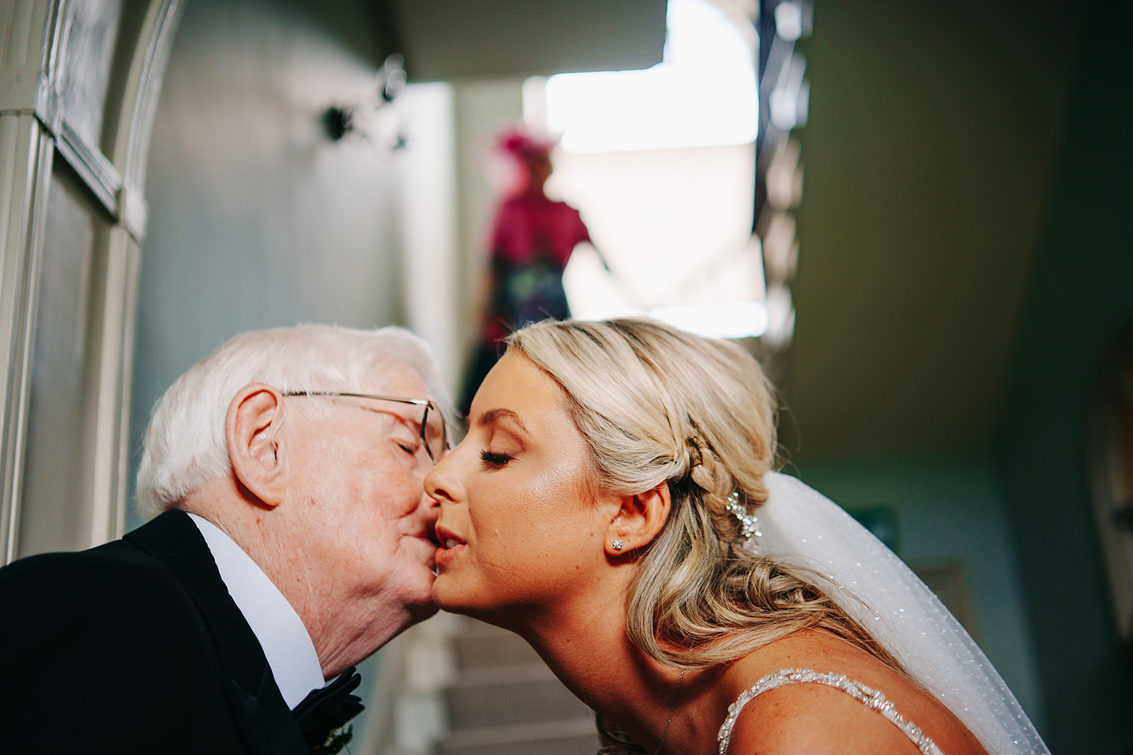 Real moment on wedding day, grandfather sees bride at hornington manor 