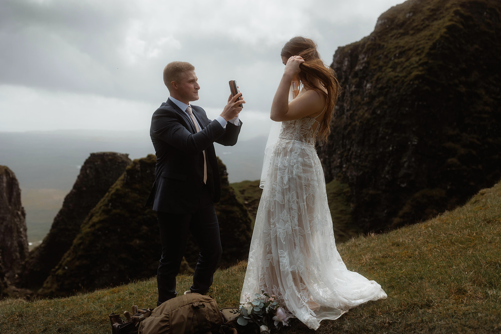 Emma and Matthew helped each other prepare for their intimate Isle of Skye elopement held at the majestic Quiraing.