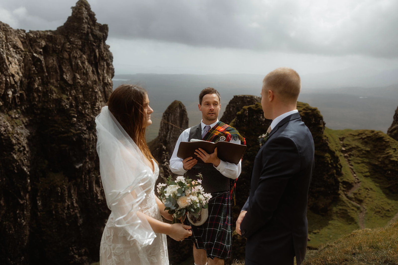 Emma and Matthew's enchanted Quiraing, Isle of Skye Elopement ceremony