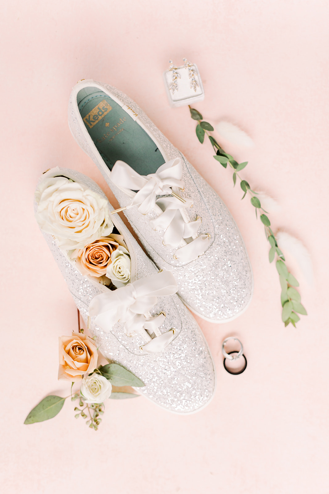 Bride wedding shoes details flatlay