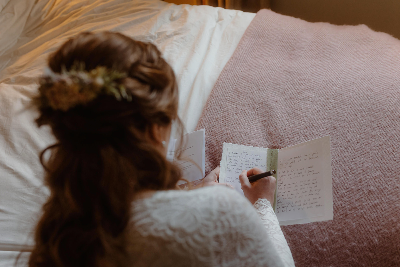 Holly wrote a heartfelt message to James before their Glencoe elopement ceremony, expressing her love and excitement 