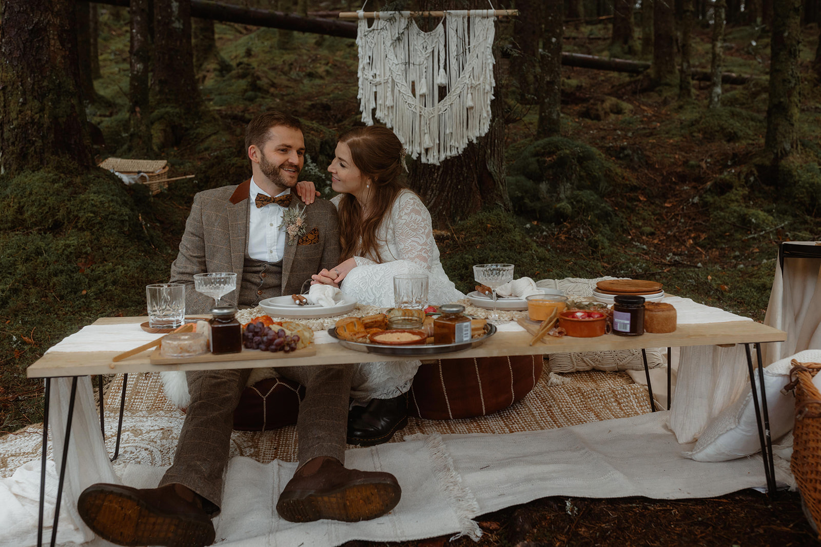 Holly and James had a picnic at the beautiful Glencoe Lochan after their elopement ceremony.