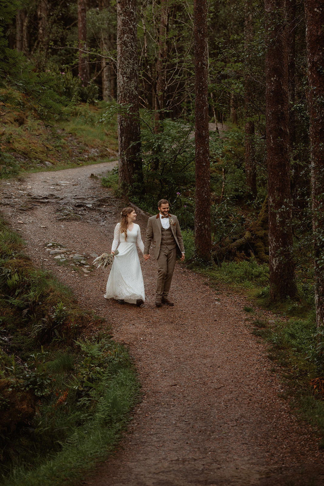 Holly and James explored the woods of Glencoe, Isle of Skye during their elopement day.