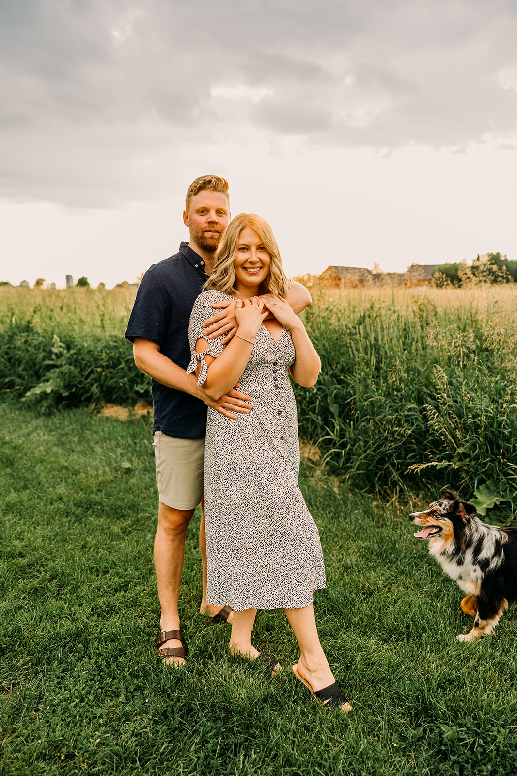 Field engagement session showcases the couple's joy and happiness