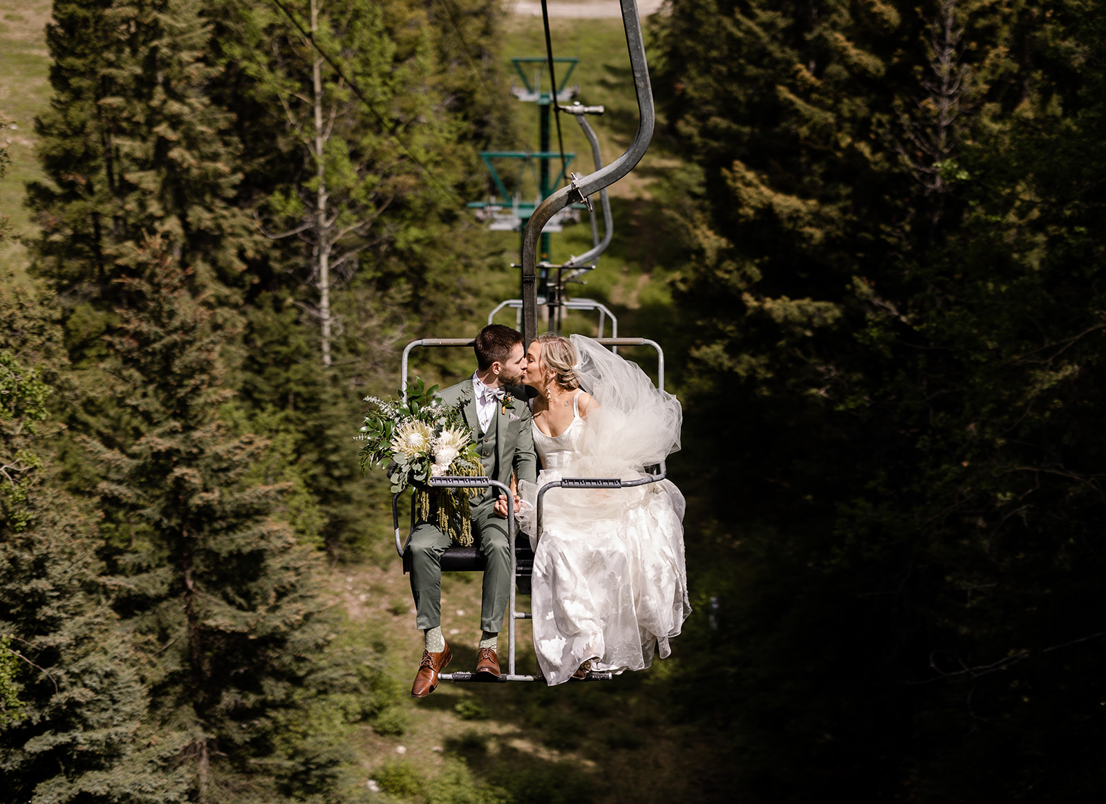 Banff wedding photographer Norquay ski lift