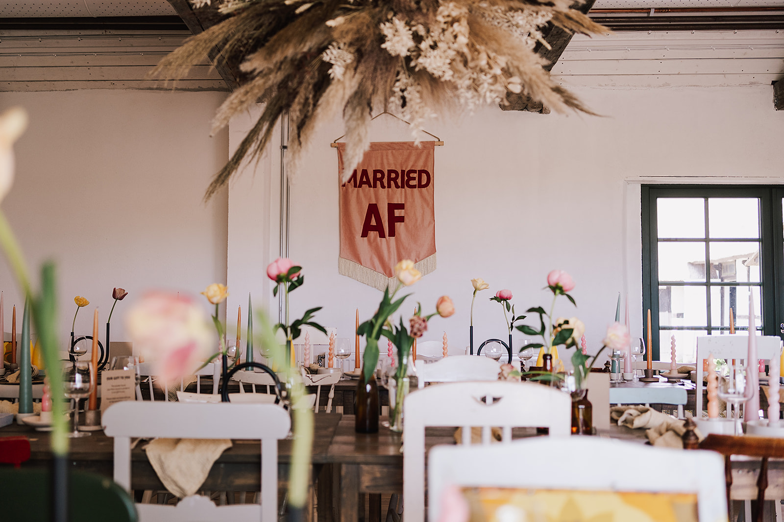 Wedding breakfast room set up at Axatorpsgården - Destination Wedding Photography