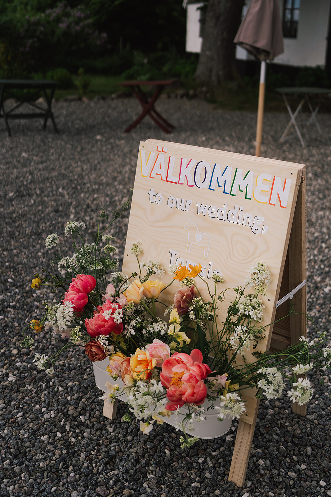 Welcome sign from wedding at Axatorpsgården - Destination Wedding Photography