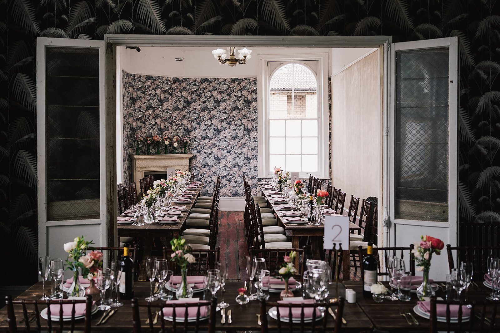 Dinning room at The Roost in Hackney for wedding reception
