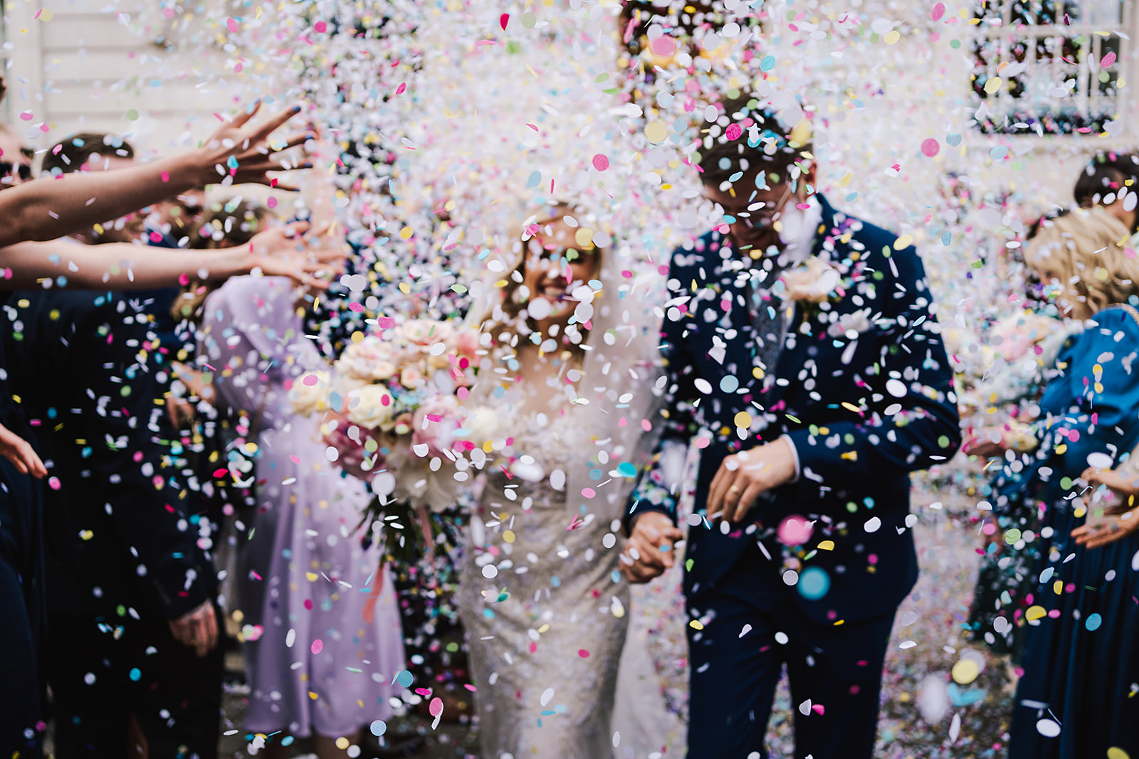 shower of confetti at Hackney Town Hall wedding