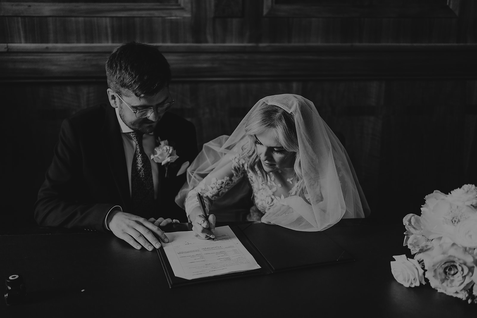 signing the register at Hackney Town Hall wedding ceremony