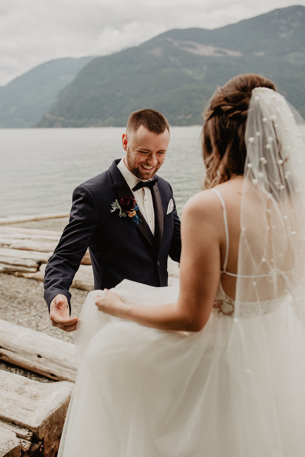 Bride and groom portraits at Vancouver along the Sea to Sky highway