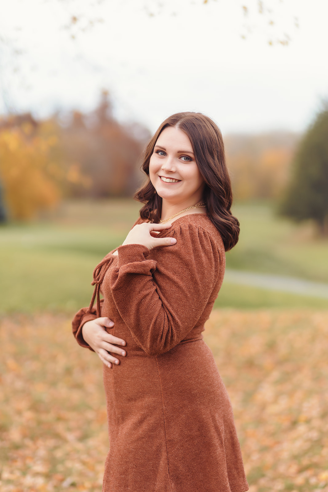 A fall senior session at the Shawnee Country Club in Lima Ohio