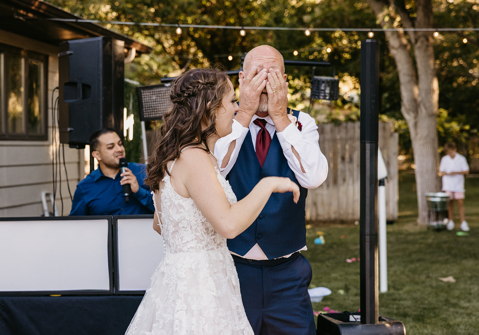 dad crying during his Father daughter dance at wedding