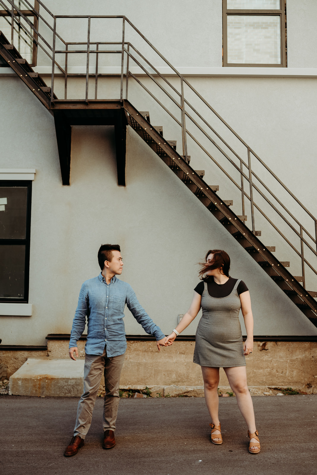 a downtown engagement session
