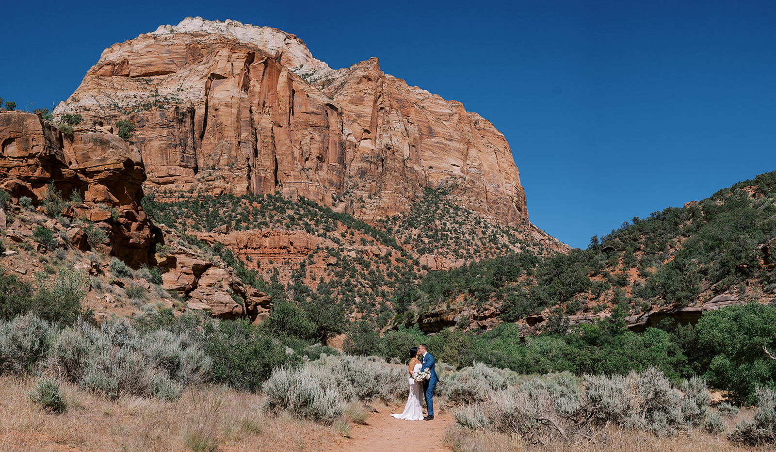First look in Zion National Park before the wedding ceremony.
