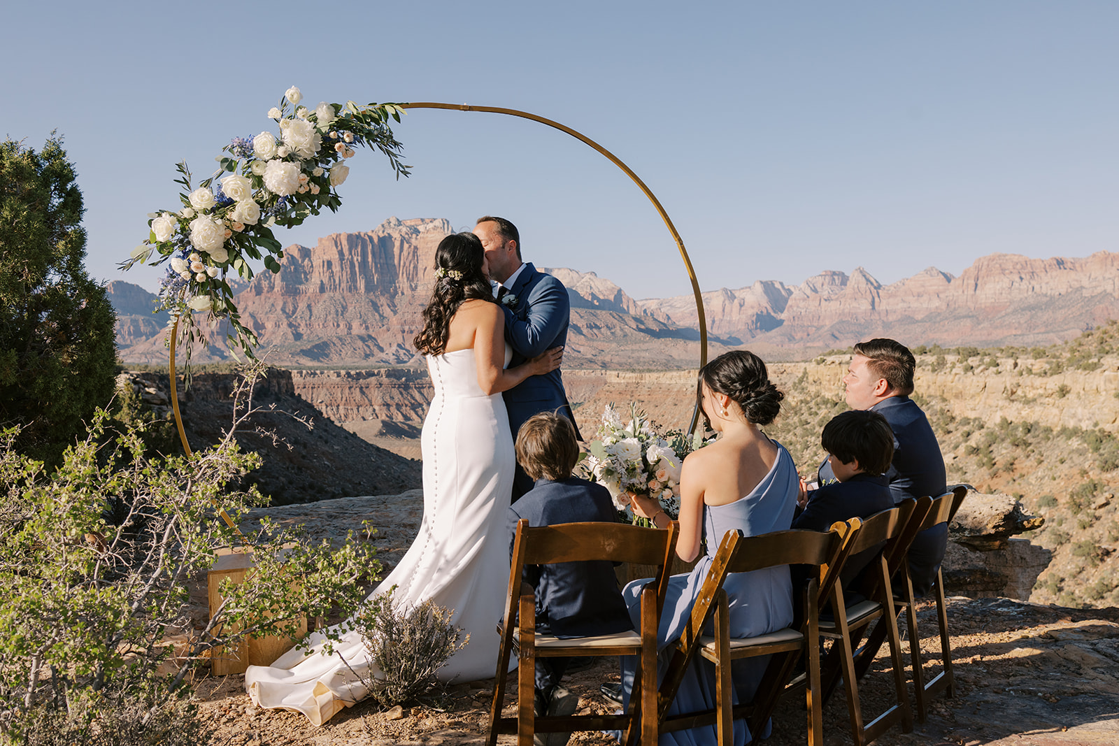 Wedding ceremony on BLM land outside of Zion National Park