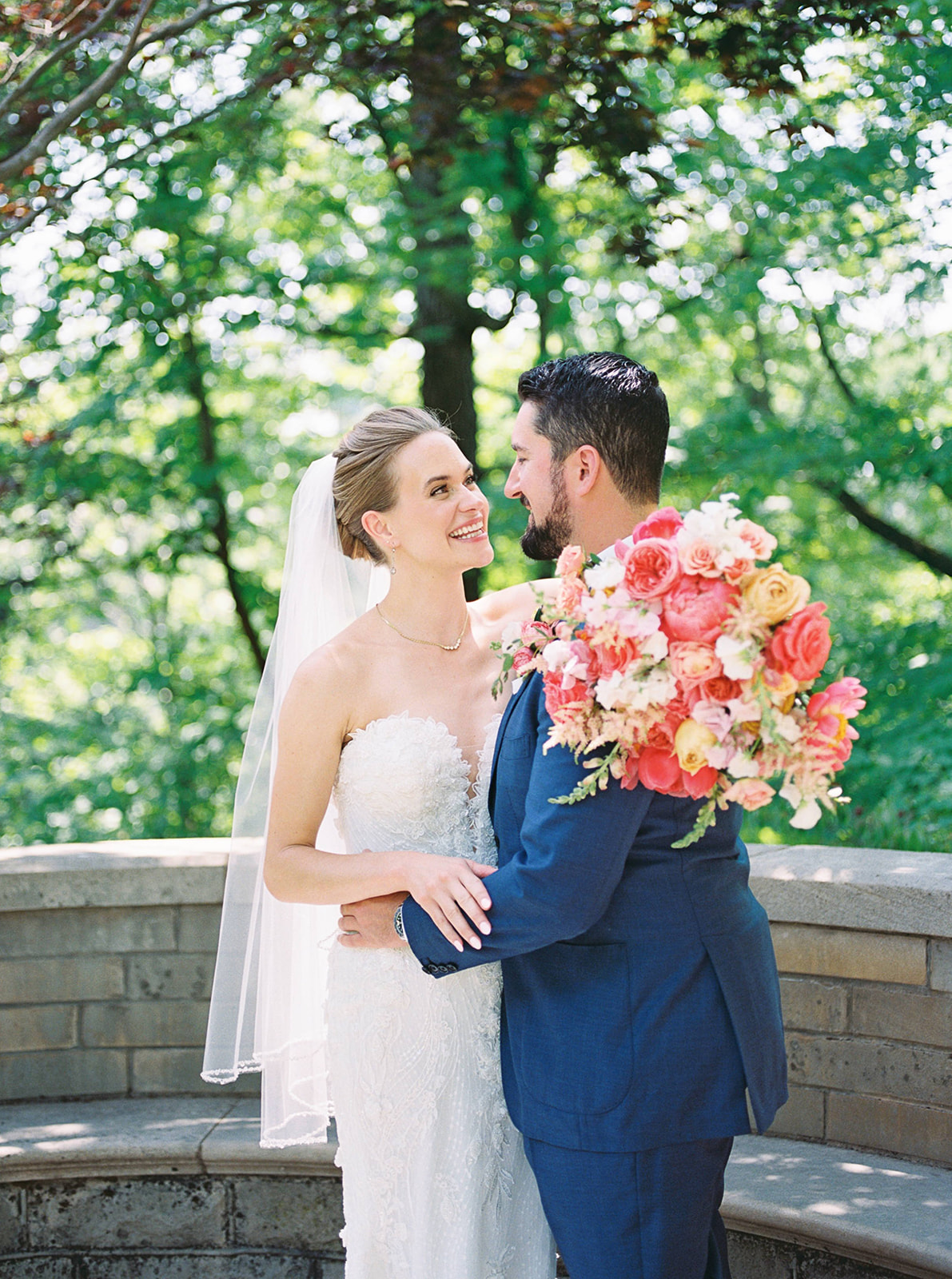 Colorful June garden wedding at Newfields Indianapolis