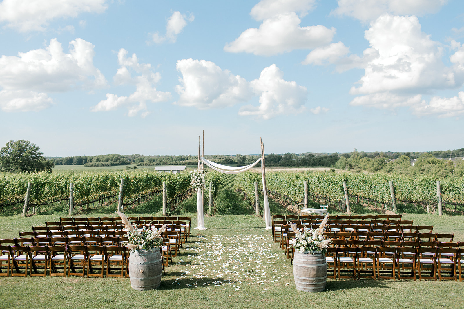 Wedding Ceremony set-up at Ravine Vineyard Estate Winery