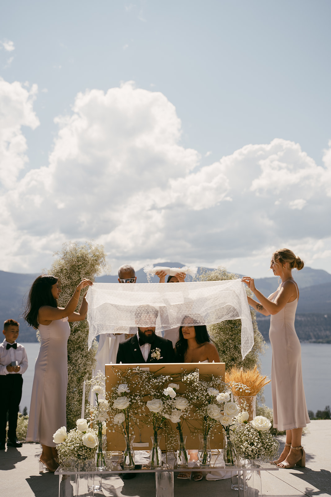Persian Wedding Ceremony in Vineyard overlooking a lake