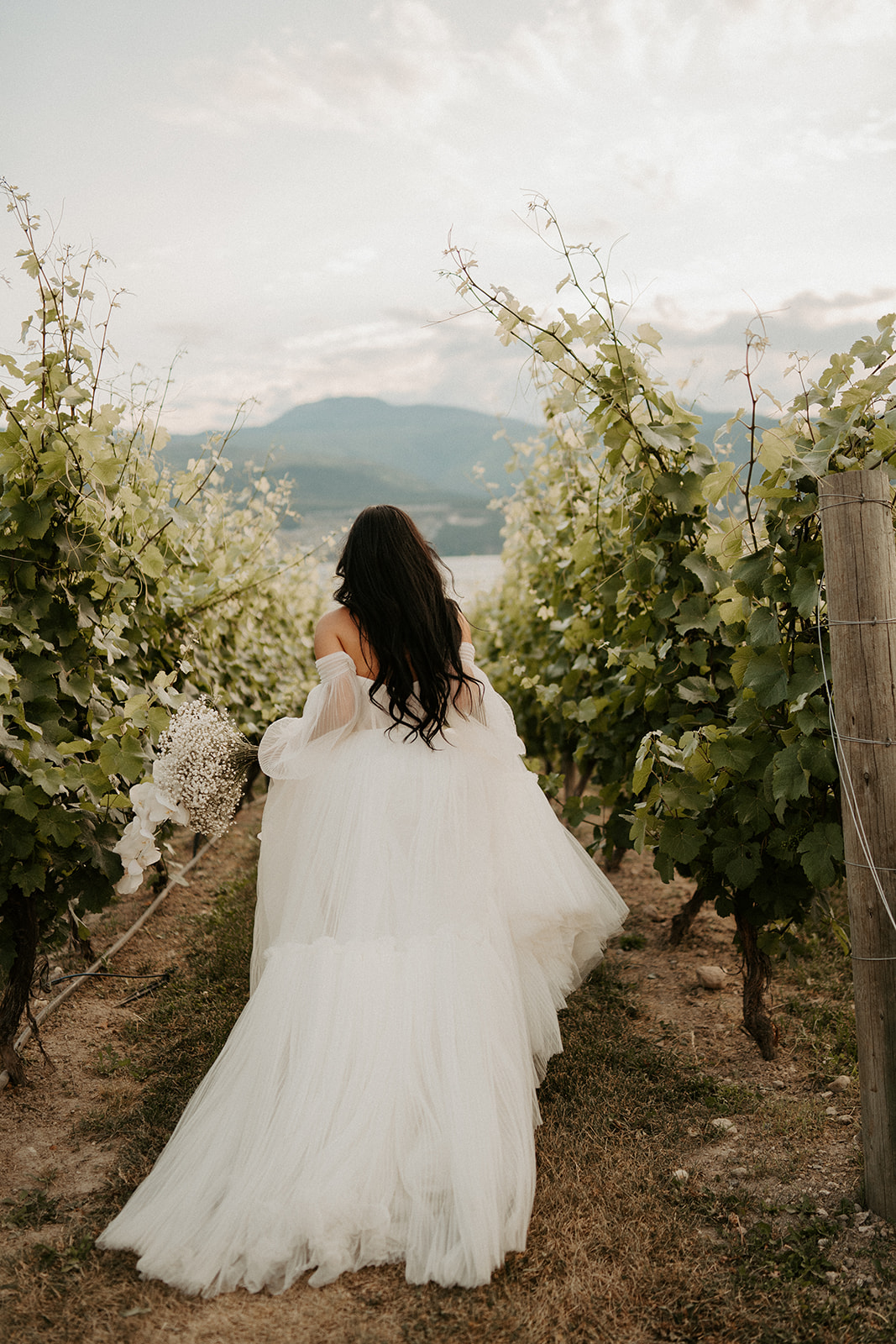 Luxury Wedding VenueBride running through vineyard