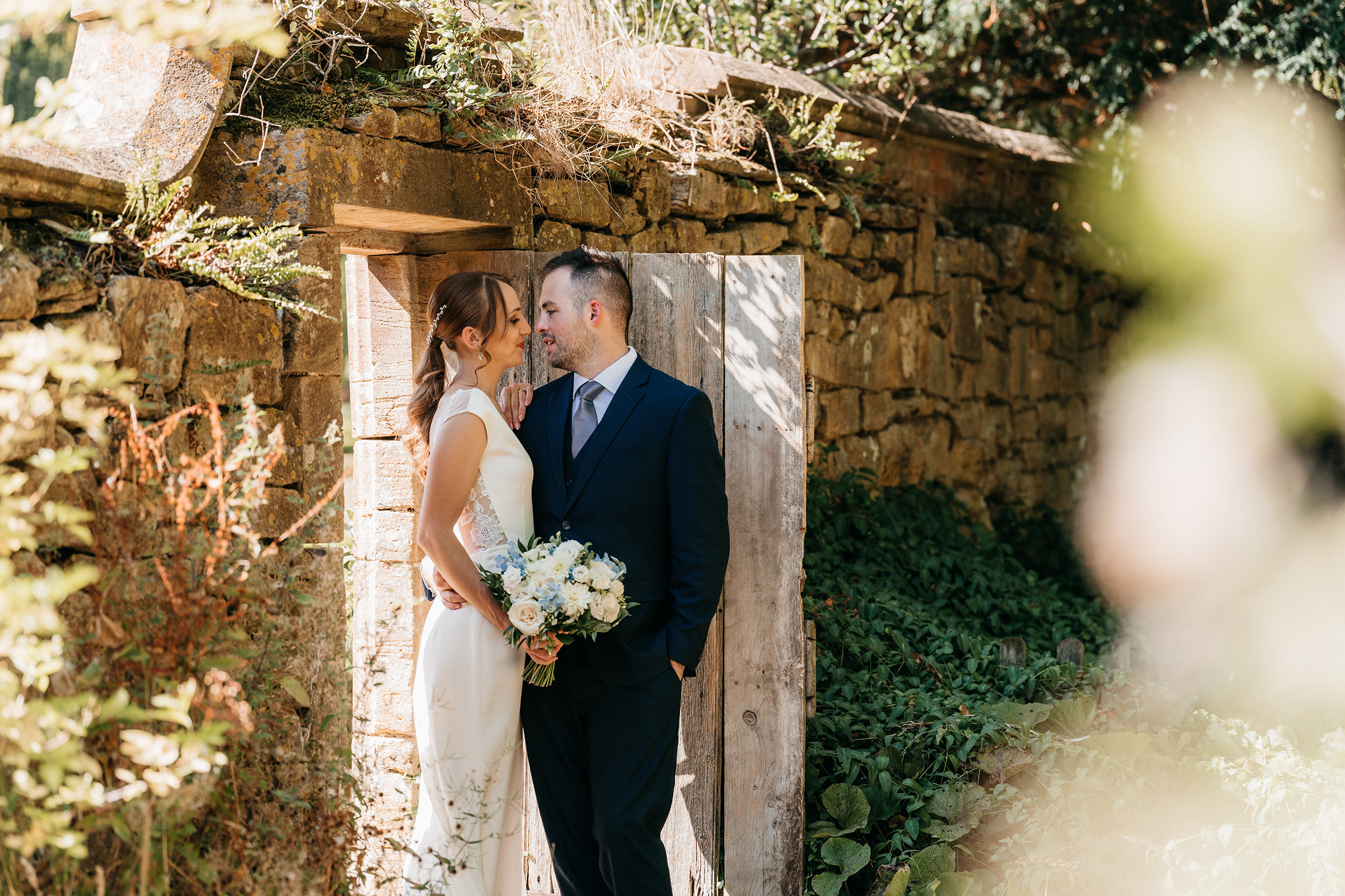 Bride and groom at Brympton House