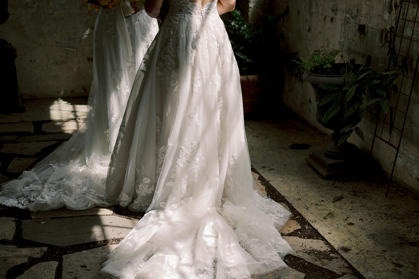 two wedding dresses