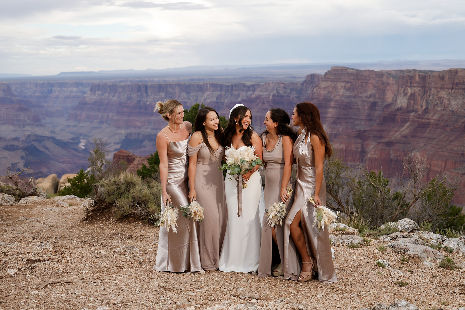 Grand Canyon Romantic Wedding. Bridesmaids portrait. Luxury Arizona wedding photographers.