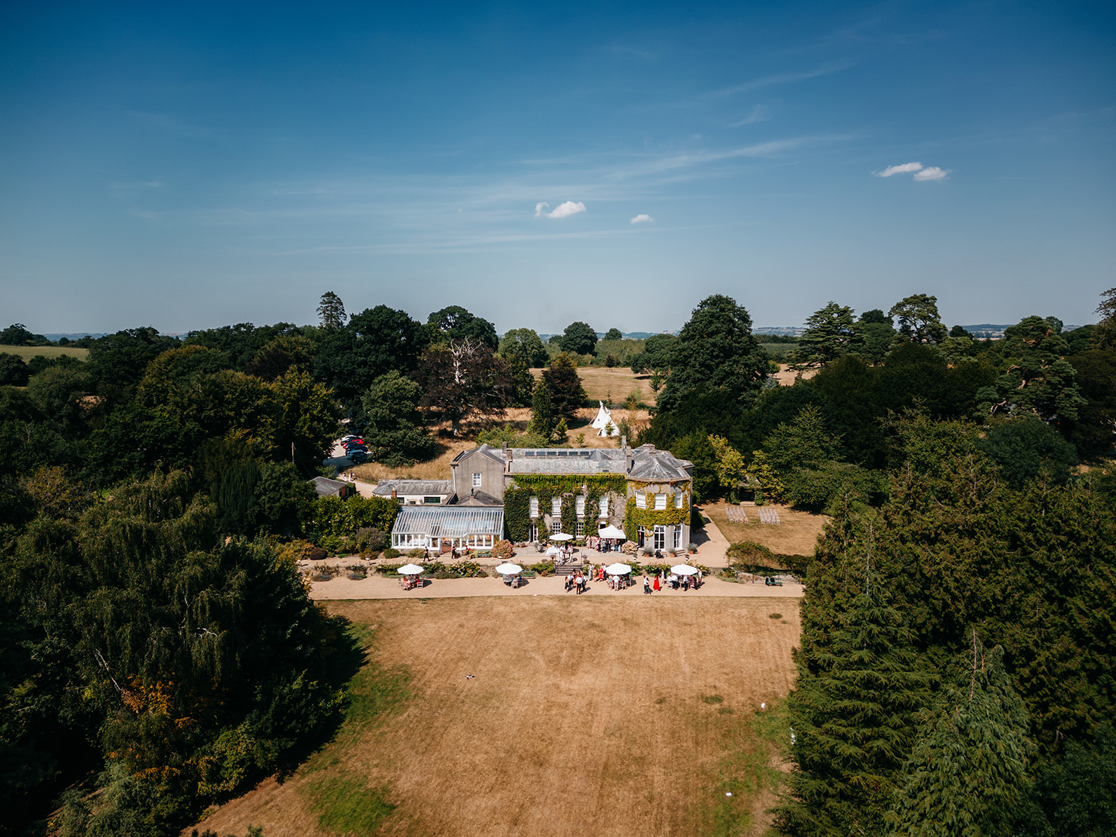 an areal view of the beautiful Glastonbury wedding venue