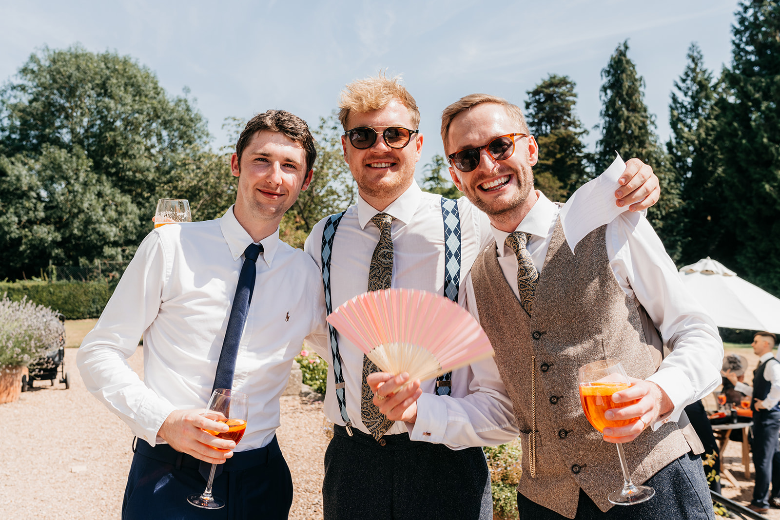 The groom with his friends during the drinks reception