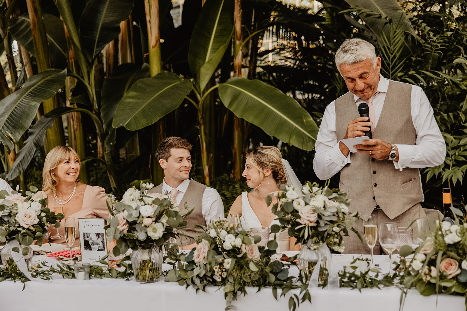 Wedding reception speeches at a RHS Gardens Wisley Wedding. By Olive Joy Photography