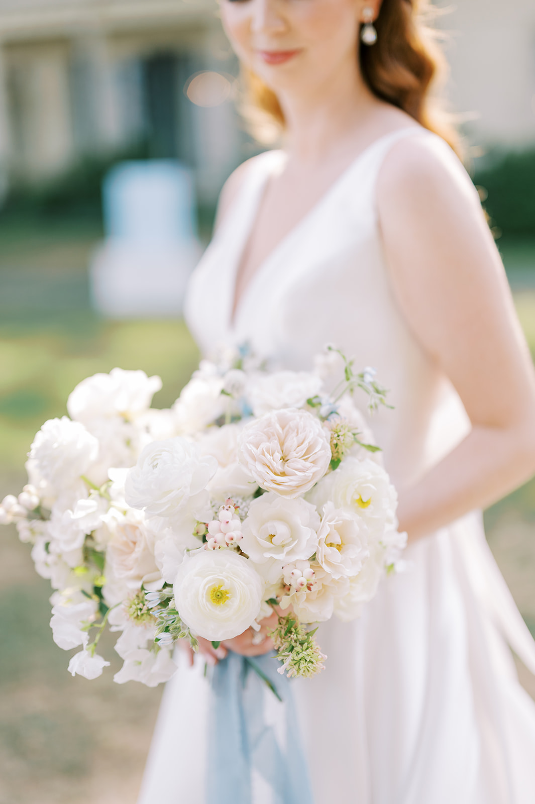 soft romantic cream bouquet at Timeless Garden Wedding at Historic Glen Foerd Estate in Philadelphia, PA
