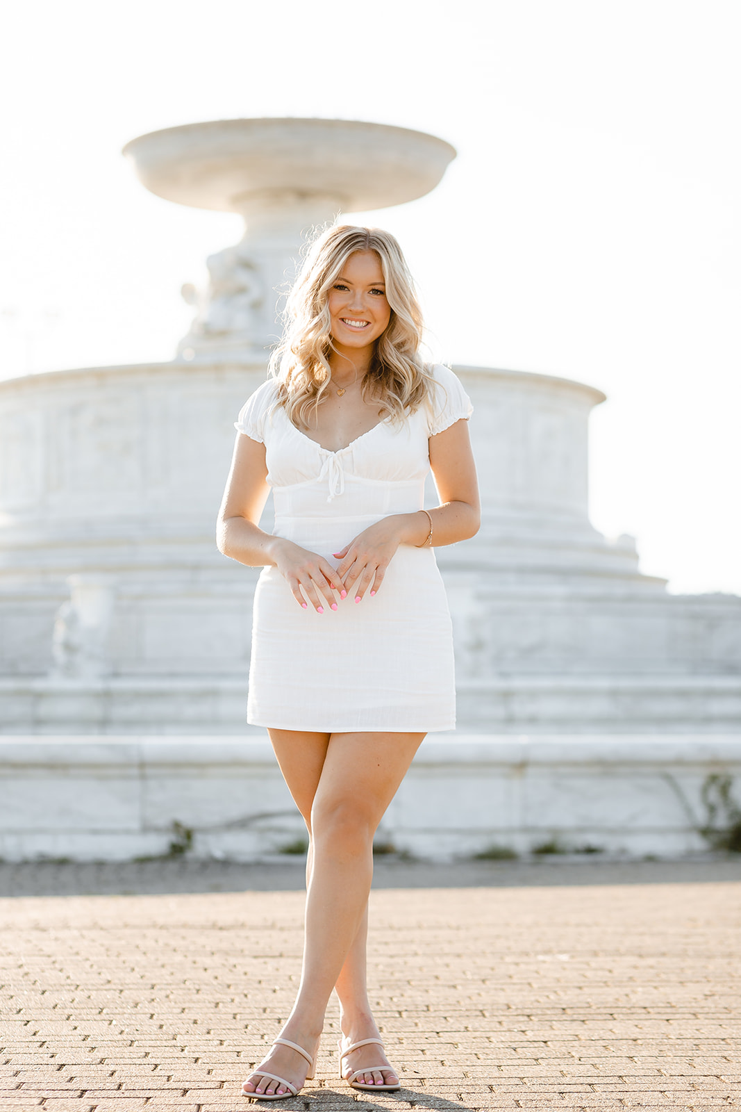 Olivia at the Belle Isle fountain during her senior portrait session