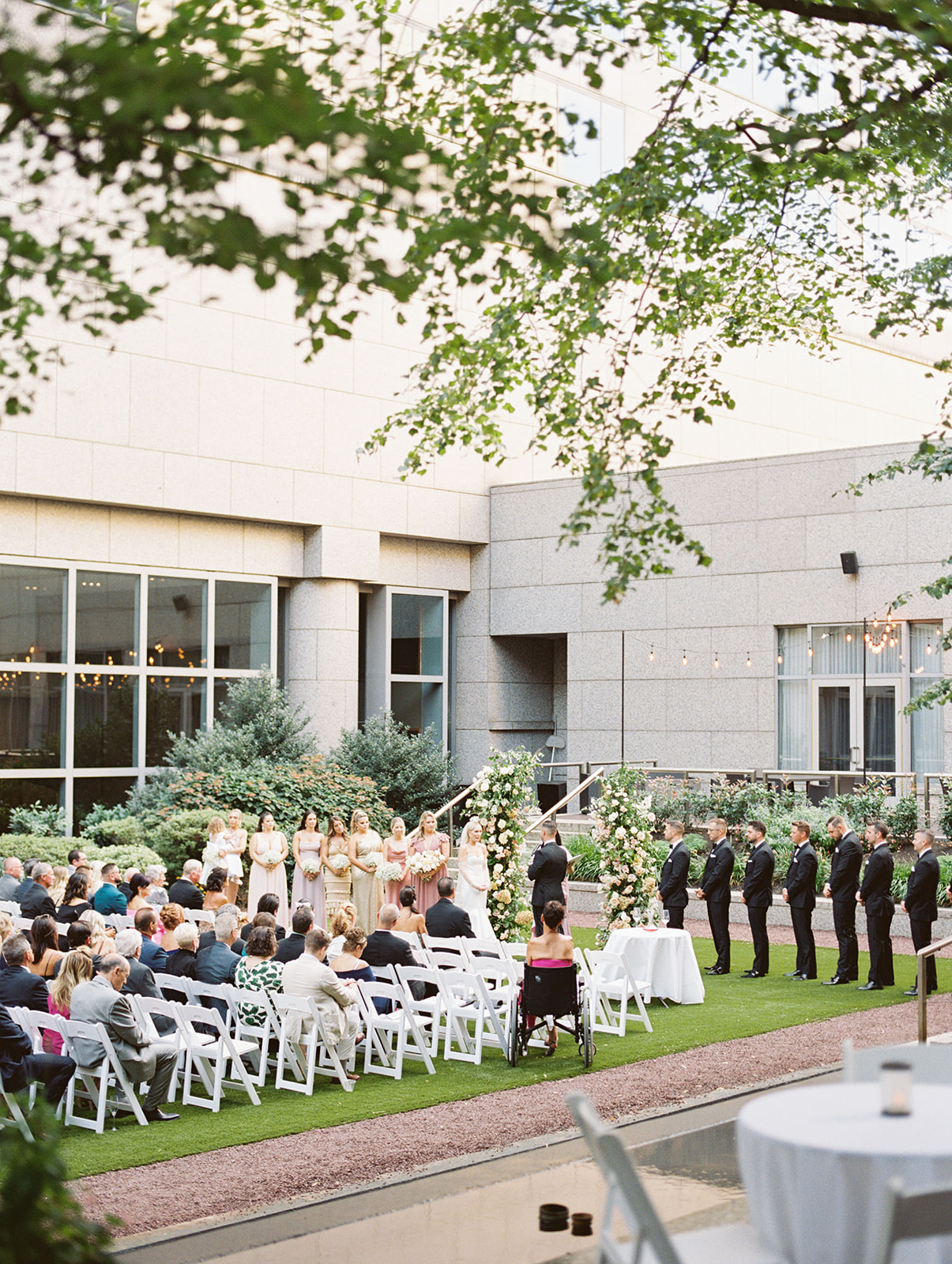 chic outdoor wedding on a summer day on the lawn of the Logan in Philadelphia, PA