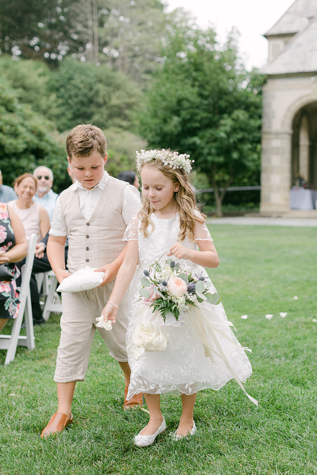 ring bearer and flower girl at glen manor wedding