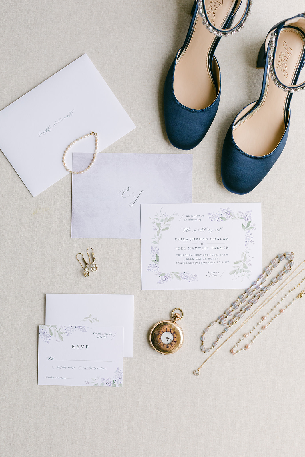 wedding day flat lay details at glen manor house