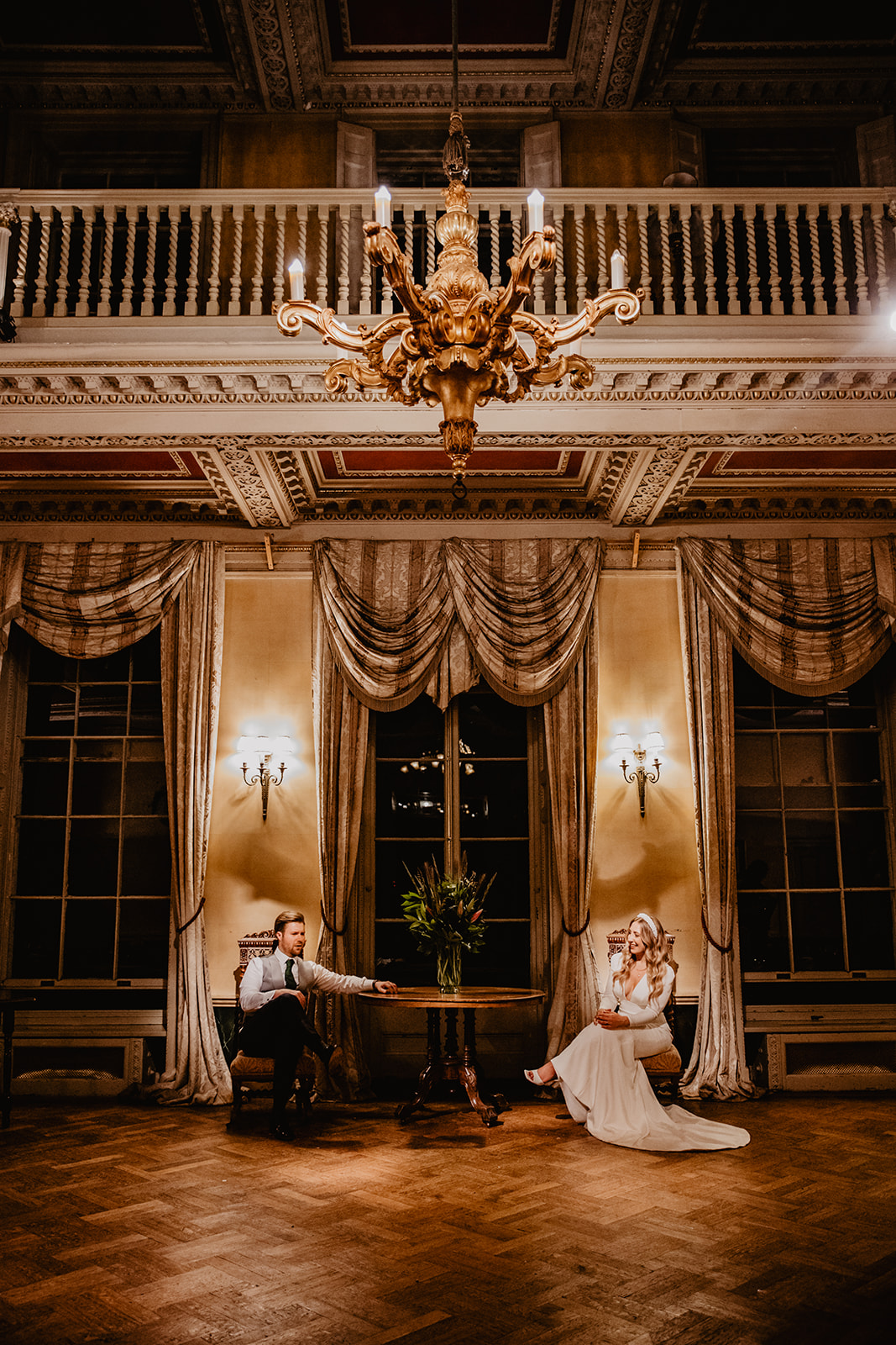 Bride and Groom at Hampton Court House on their Wedding Day. By Olive Joy Photography