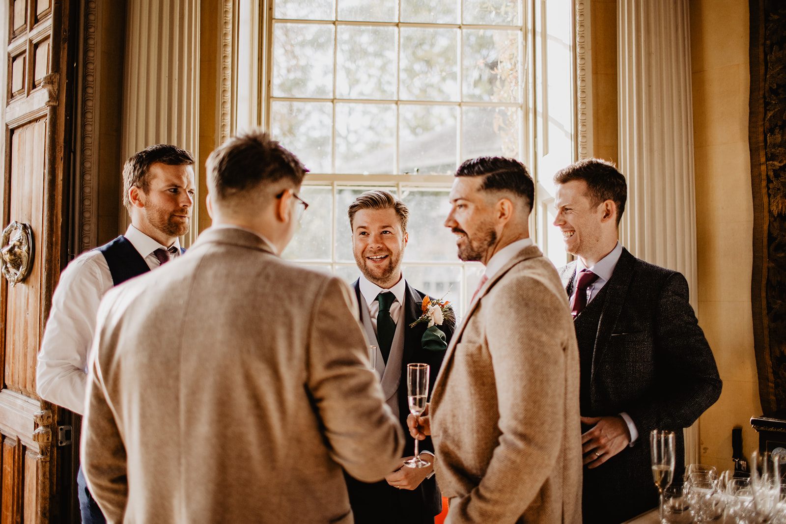 Groom and groomsmen at a Hampton Court House Wedding. By Olive Joy Photography