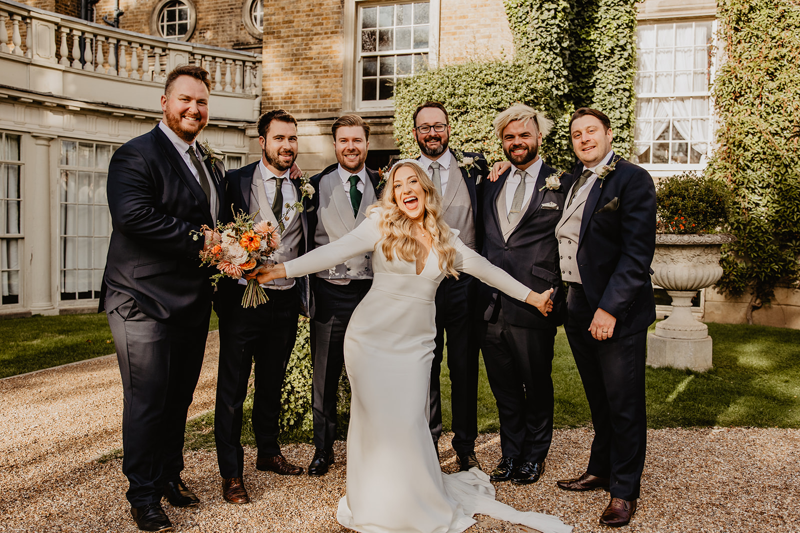 Wedding party at a Hampton Court House Wedding. By Olive Joy Photography