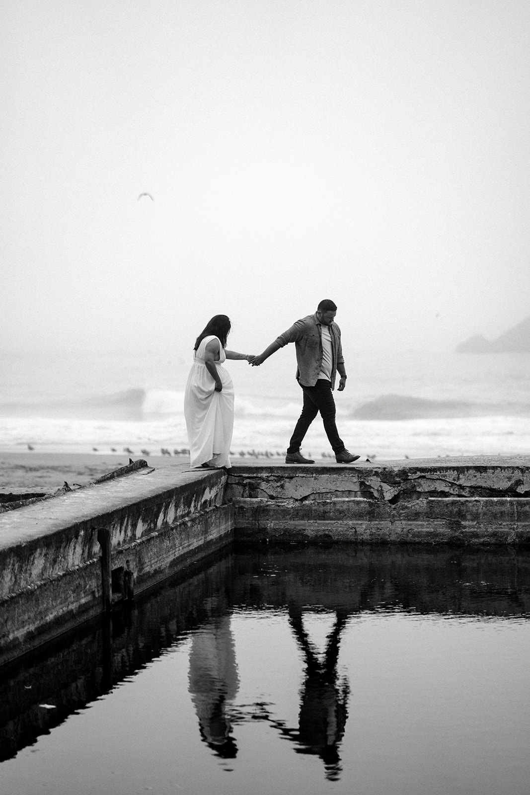 black and white Lands End San Francisco, CA Engagement Session reflections