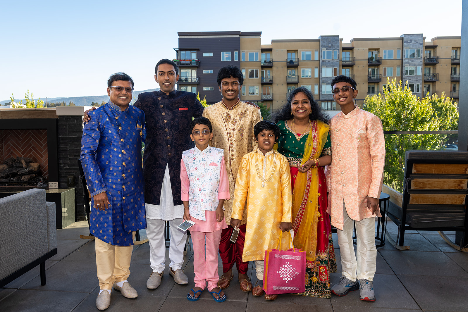 Hyatt Centric, a Bay Area Indian Wedding Venue that allows a skyline view of the city for group and family photos.