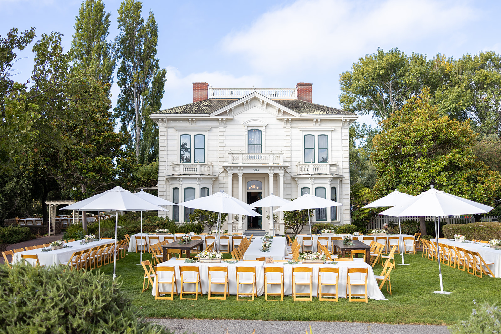 Rengstorff House in Mountain view set up for a wedding, a wonderful choice for Bay Area Indian Wedding Venues.