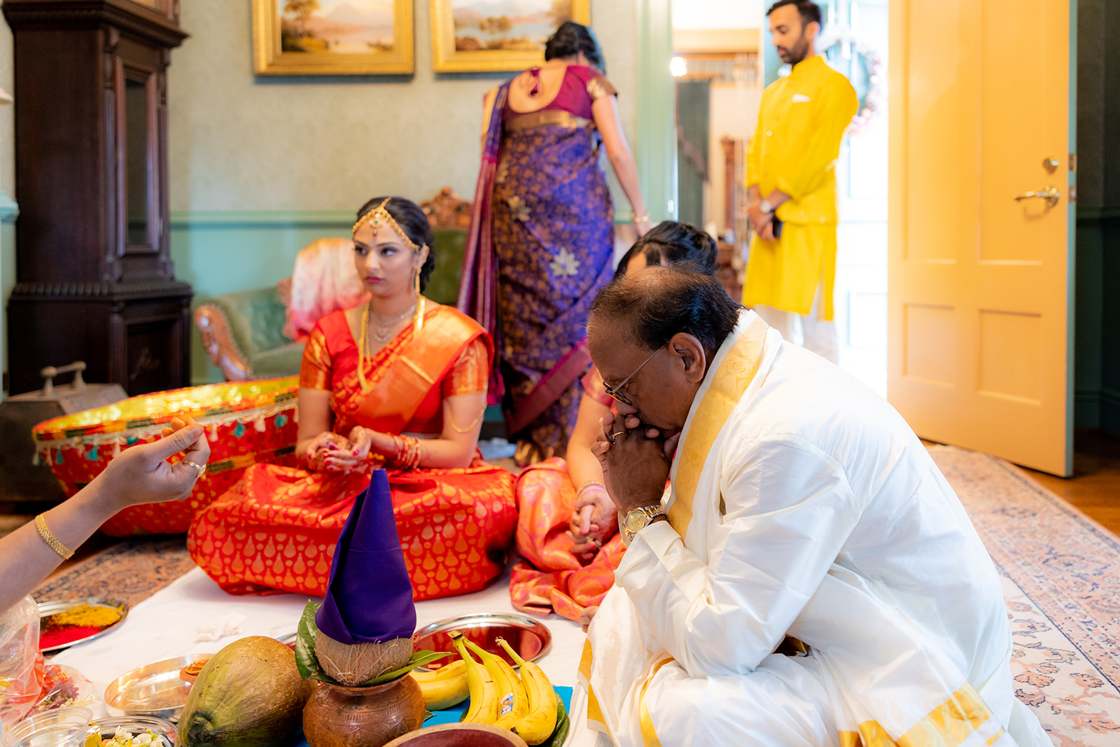 Traditional Indian wedding blessings of fruit and spices.